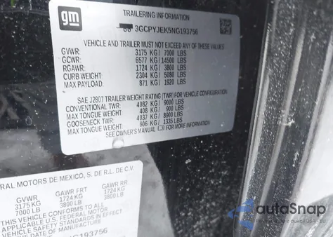 2022 Chevrolet Silverado 1500 Ltd 4Wd Short Bed Lt With 2Fl z USA, uszkodzony, nr VIN 3GCPYJEK5NG193756